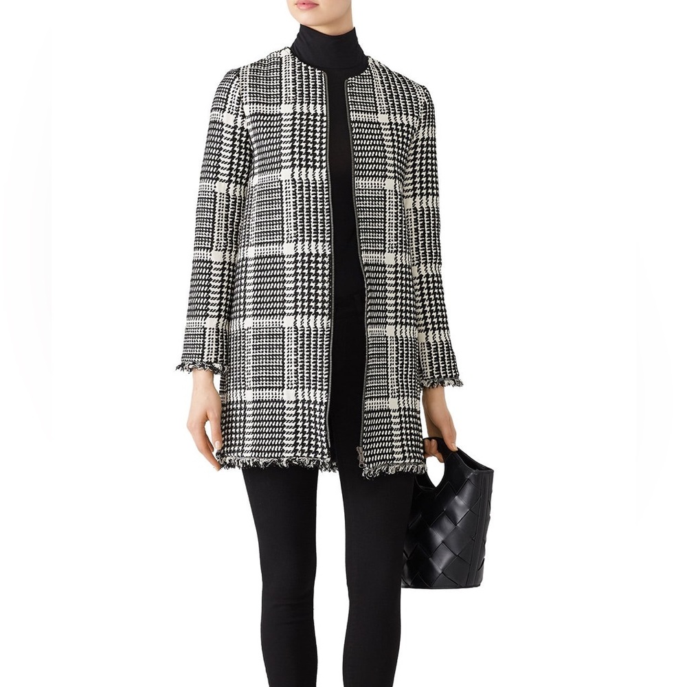 Cupcakes and Cashmere Herringbone Fernando Black&White printed crepe Coat - S